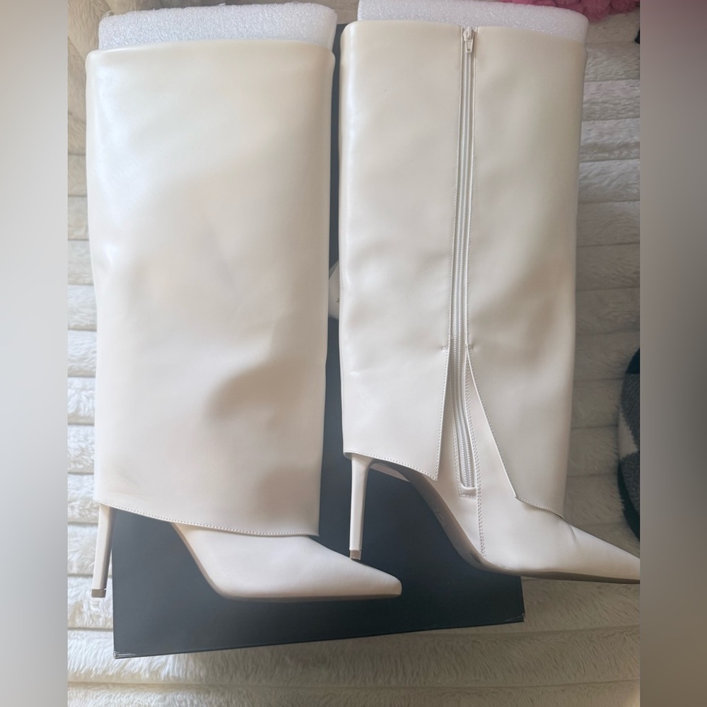 INC International Concepts Cream Heeled Boots